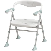 HOMCOM Foldable Shower Chair with Flip-Up Armrests, Shower Stool with Adjustable Height, Tool-Free Assembly, 136 kg(m-1)