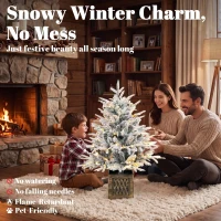 HOMCOM 90 cm Prelit Flocked Table Christmas Tree, Artificial Christmas Tree with 70 Warm White LED Lights, 488 Tips, Green(m-4)