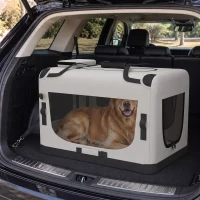 PawHut Pet Carrier Bag, Soft-Sided Dog Carrier with Security Buckle Strap, Washable Cushion and Folded Bowl, Light Grey(m-8)