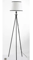 HOMCOM Lámpara de Pie con Trípode de Metal Pantalla de Tela E27 Máx. 40W e Interruptor de Pie Diseño Moderno para Salón Estudio Dormitorio 50x50x170 cm Blanco y Negro(m-10)
