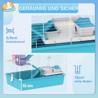 PawHut hamsterkooi 6 verdiepingen, dierenkooi met metalen tralies, buizen, tunnels, huisje, loopwiel, voederbak, waterfles, hellingen, voor dwerghamsters en gerbils, 58 x 36 x 81 cm lichtblauw(m-7)