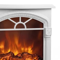 HOMCOM Freestanding Portable Fireplace, Electric Fireplace Stove Heater with 3D Flame Effect and Adjustable Thermostat, White(m-10)