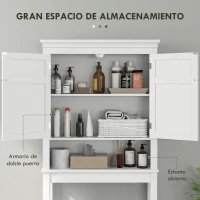 HOMCOM Mueble sobre Inodoro con 2 Puertas Compartimiento y Estante Ajustable Mueble para Baño 70x20x175 cm Blanco(m-4)