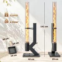 Outsunny Stufa a Pellet da Esterno 13 kW con Tubo, Nero(m-3)