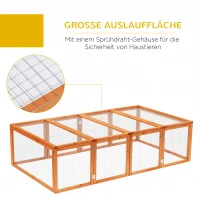 PawHut Hasenstall Kaninchenstall aus Holz Winterfest Kaninchenkäfig mit aufklappbar Dach 181x100x48 cm Kleintierstall Hasenkäfig für Kleintiere Kaninchen Meerschweinchen Indoor Outdoor Natur(m-6)