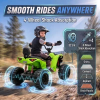 AIYAPLAY 24V 2 Seater Electric Quad Bike for Kids, Ride On Car ATV Toy w/ Forward Backward, for Boys Girls 3-8 Years, Green(m-7)