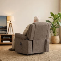 HOMCOM Poltrona Elevatória Elétrica Reclinável 150°, Braços Amplos, 8 Pontos de Massagem, Aquecida, Castanho(m-4)