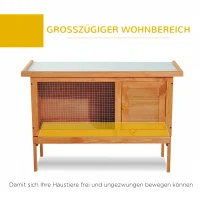 PawHut Konijnenhok konijnenkooi haas kleine dierenhok konijnenstal hout 90 x 45 x 65 cm(m-4)