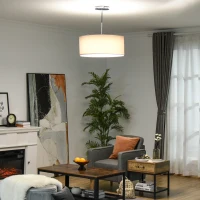 HOMCOM Lámpara de Suspensión Ø59x44 cm Lámpara Colgante Textil con Luces LED 36W con 3 Modos de Color y Soporte de Metal Dormitorio Sala de Estar Gris(m-2)