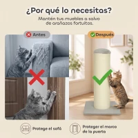 PawHut Poste Rascador para Gatos Altura 75,5 cm Rascador para Gatos Interior Base Estable y Cuerda de Sisal Natural Gris Claro(m-21)