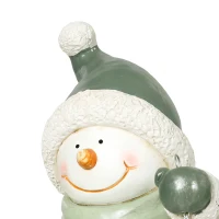 HOMCOM Sneeuwmanfiguur 43 cm van MgO met led-lantaarn en timer, voor entree en deuropening(m-10)