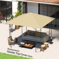 Outsunny 3 x 3(m) Gazebo Canopy Replacement Cover, Garden Gazebo Roof Replacement with Drain Holes, Water Resistant PVC Coating, 370g/㎡, UPF30+, TOP COVER ONLY, Beige(m-11)
