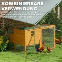 PawHut Kippenverblijf, groot metalen kippenverblijf met water- en UV-bestendige afdekking, kooi voor 10-15 kippen, 3 x 3,4 x 1,9 m(m-5)
