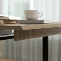 HOMCOM Uitschuifbare eettafel 140-180 cm voor 6-8 personen, rechthoekig in industriële stijl met stalen frame, bruin(m-12)