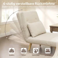 HOMCOM 3-in-1 Schlafsessel, Klappsessel mit Schlaffunktion, verstellbare Click-Clack-Rückenlehne, Beige(m-5)