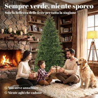 HOMCOM Albero di Natale Artificiale 180cm Folto Realistico, 732 Rami in PE Ignifughi, Base Pieghevole in Legno, Verde(m-4)