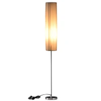 HOMCOM Lámpara de Pie Moderna para Dormitorio Estudio Salón (2 E27 Bombilla) Interruptor de y Bajo Consumo con Base de Acero Inoxidable 120 cm Blanco(m-11)