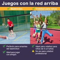 HOMCOM Red de Voleibol Tenis Bádminton 5 metros Altura Ajustable 94-158cm Plegable y Portátil con bolsa de transporte 500x60x94/158cm(m-5)