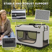 PawHut Pet Carrier Bag, Soft-Sided Dog Carrier with Security Buckle Strap, Washable Cushion and Folded Bowl, Light Grey(m-5)