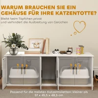 PawHut Katzenklo-Schrank Katzenhaus mit Tür Trennwand Katzentoilette für große Katzen 145 x 49 x 51 cm Weiß(m-6)