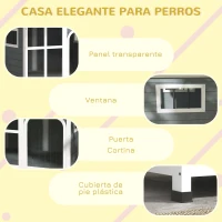 PawHut Casa para Perros Pequeños con Techo Abatible Frontal de Acrílico y Fondo Extraíble 101x66,5x70,5 cm Gris Oscuro(m-8)