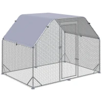 PawHut Gallinero para Exterior 2,8x1,9x1,95 m Jaula de Gallinas de 1 Habitación Cubierta de Tela Oxford Anti-UV Plata(m-1)
