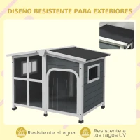 PawHut Casa para Perros Pequeños con Techo Abatible Frontal de Acrílico y Fondo Extraíble 101x66,5x70,5 cm Gris Oscuro(m-7)