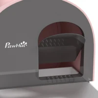 PawHut Kattenbak met Deksel, Strooischaufel, Vuilvangmat, Kunststof, Roze/Zwart(m-7)