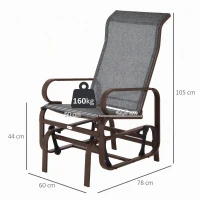 Outsunny Metalen schommelstoel relaxstoel tuinstoel tuin schommel stoel bruin(m-3)