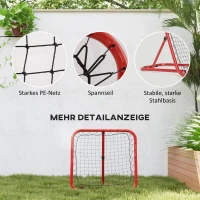 HOMCOM Fußball Rebounder-Netz, klappbar, Rückprallwand, Verstellbar in 5 Stufen, Metall, 78 x 84 x 65-78 cm, Rot(m-4)