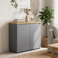 HOMCOM Kitchen Sideboard, Storage Cabinet with Double Doors and Adjustable Shelf for Living Room, Entryway, Grey(m-8)