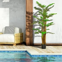 Outsunny Palmier Artificiel H.1,85 m Arbre Artificiel Tronc Branches Lichen Feuilles Grand réalisme Pot Inclus(m-6)