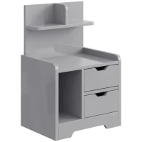 HOMCOM Bedside Table, Small Bedside Cabinet with 2 Drawers and Storage Shelves, Modern Nightstand for Bedroom, Grey(m-1)