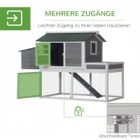 PawHut kippenhok kippenhuis met legnest plantenbak grijs hout metaaldraad asfalt(m-5)