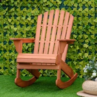 Outsunny Silla Adirondack de Madera Natural 77x94x97 cm para Jardín Terraza Exterior de Estilo Rústico Carga 130kg Color Teca(m-10)