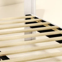 HOMCOM Bedframe 140 x 200 cm met verstelbaar hoofdbord, gestoffeerd bed met 12 latten, beige(m-10)