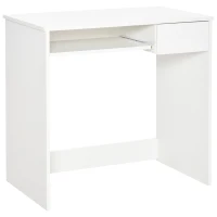 HOMCOM Bureau d'Ordinateur, 80 x 45 x 75 cm, Bureau avec Rangement, Plateau pour Clavier et Tiroir, Blanc(m-1)