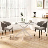 HOMCOM Tavolo da Pranzo Rotondo Stile Industriale con Gambe a Croce in Acciaio, Ø120x75 cm, Bianco(m-9)
