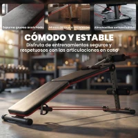HOMCOM Banco de Ejercicio o Musculación, Banco Abdominales Plegable Ajustable en Altura con Soporte Poplíteo Regulable en 5 Niveles Ideal Hogar y Gimnasio 137x51x50-66 cm Negro(m-7)