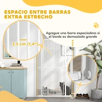 PawHut Barrera para Perros Extra Alta con Ancho Ajustable 77-104 cm Puerta para Perros con Extensiones y Puerta de Paso Blanco(m-5)