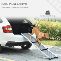 PawHut Rampa para Mascotas Plegable de Aleación de Aluminio con Superficie Antideslizante Rieles Laterales y Asa Fácil Transporte Carga Máx. 100 kg 159x42x11,5 cm Negro(m-7)