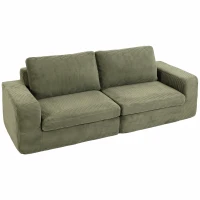 HOMCOM Canapé 3 Places en Velours Côtelé, Canapé de Salon Compressé Moderne 236 cm avec Coussin à Ressorts, Vert(m-17)