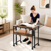 HOMCOM 80 cm Drop Leaf Writing Work Desk - Rustic Brown(m-8)