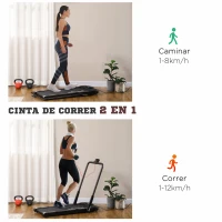 SPORTNOW 2 en 1 Cinta de Correr Plegable Cinta de Andar Velocidad 12 km/h Superficie de Carrera 36x105 cm 135x65x106 cm Negro(m-8)