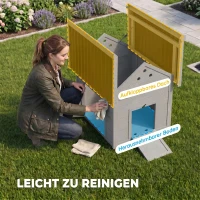 PawHut Entenhuis Entenstall Klein Dierhuis, weerbestendig, 2 ingangen, 2 hellingen, 78 x 90 x 92 cm, Lichtgrijs + Zwart(m-4)