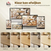 HOMCOM Ronde eettafel voor 4 personen, keukentafel in industriële stijl met stalen poten, voor eetkamer en keuken, eiken(m-7)