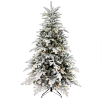 HOMCOM Sapin de Noël artificiel 180 cm arbre de Noël lumineux floqué enneigé avec lumière LED blanc chaud et 1321 pointes(m-11)