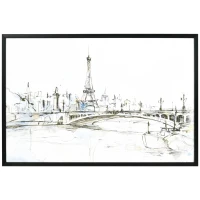 HOMCOM Kunstdruck mit Eiffelturm-Motiv, UV-Druck, Prägetechnik, inkl. Montagematerial, 93 cm x 2,5 cm x 63 cm(m-1)
