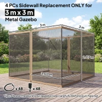 Outsunny 302 x 207cm Universal Replacement Mesh Sidewall Netting for Gazebos and Canopy Tents, (Sidewall Only) Beige(m-3)