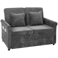 HOMCOM 2 Seater Sofa Bed 3-in-1 Convertible Chenille Pull Out Sleeper Sofa with 5-Position Adjustable Backrest, Grey(m-1)